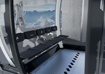 Skis can be fastened inside the cabins during the ride.