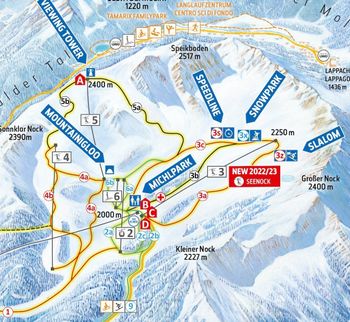 Die Lage des neuen 8-Personen-Sessellifts im Skigebiet Speikboden.