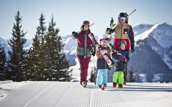 Familien beim Skifahren