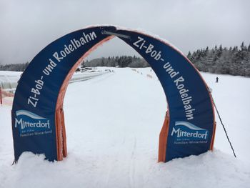 The toboggan run starts at the upper end of the Alpe conveyor belt.