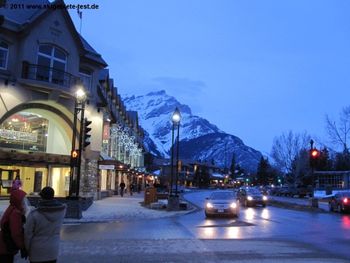 Banff Avenue at dawn - as soon as the stars come out, everyone's hanging out inside the bars, pubs, and clubs.