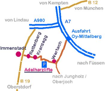 Anfahrt Adelharz und Breitensteinlifte Kranzegg