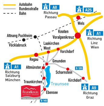 Anfahrtskizze zum Skigebiet Feuerkogel