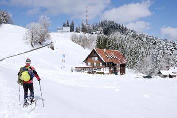 Der Pfänder ist auch bei Schneeschuh- und Winterwanderern beliebt.