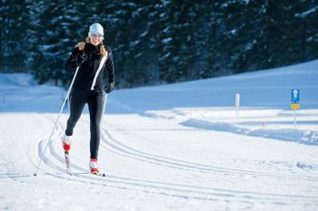 Auf 1300 Höhenmeter Langlaufen kann man auf der Höhenloipe in Hochbrixen.