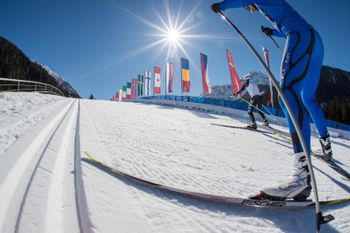 Die Nordic Arena in Toblach ist Austragungsstätte internationaler Weltcuprennen.