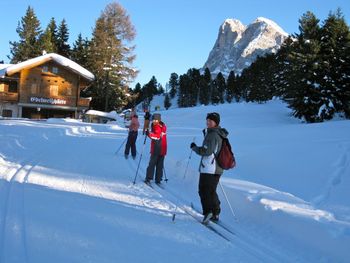 Langlaufen in Villnöss kurz vor der Halsl Hütte