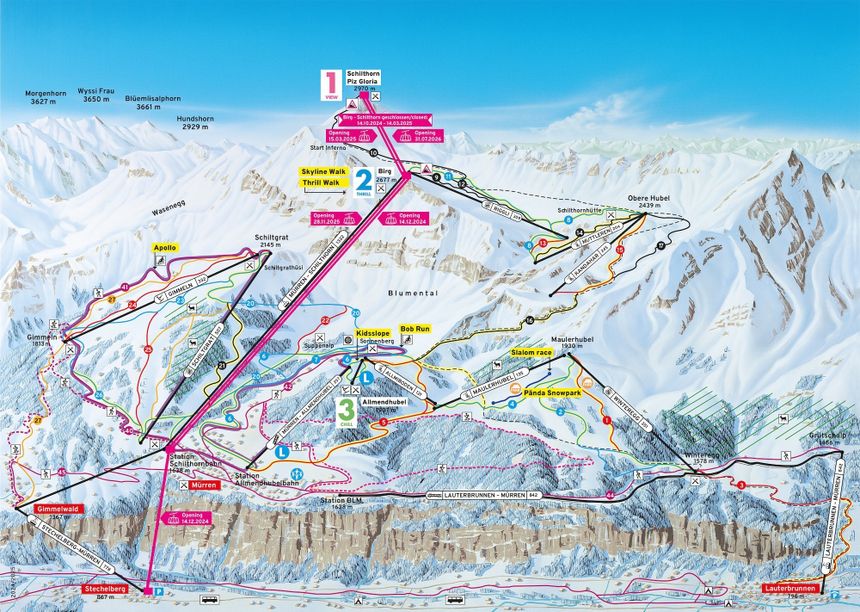 Trail Map Mürren Schilthorn