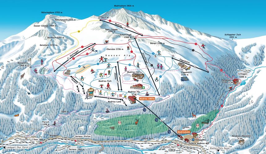 Trail Map Madrisa Klosters