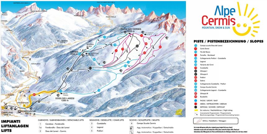 Trail Map Alpe Cermis Cavalese