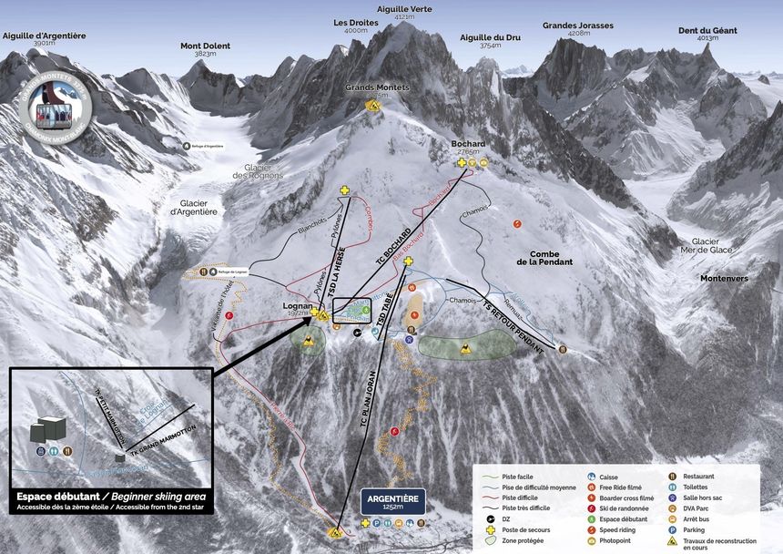 Trail Map Les Grands Montets (Vallée de Chamonix)