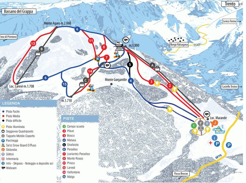 Trail Map Funivie Lagorai Passo Brocon