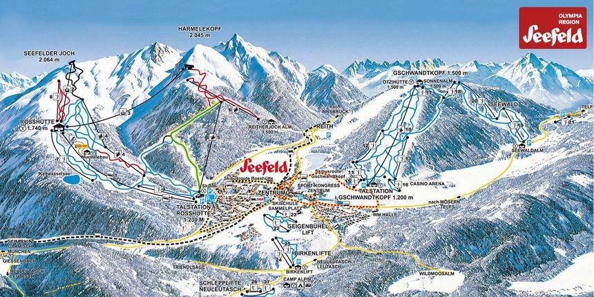 Trail Map Hinterfeld Lift in Mösern
