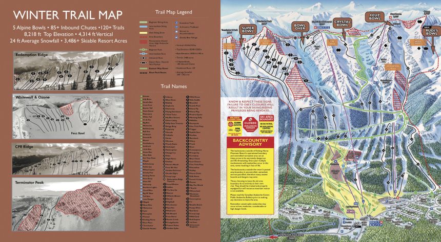 Trail Map Kicking Horse Mountain Resort