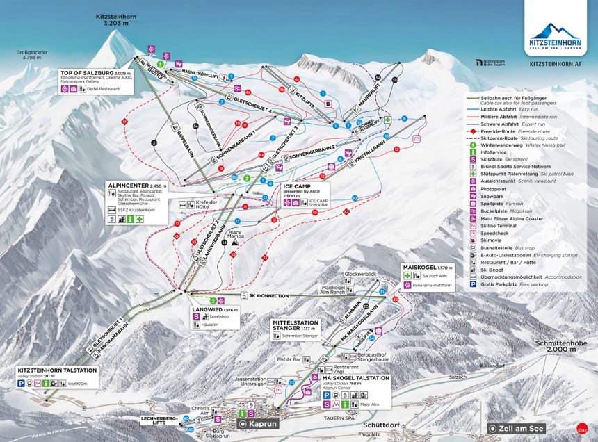 Trail Map Kitzsteinhorn - Maiskogel - Kaprun