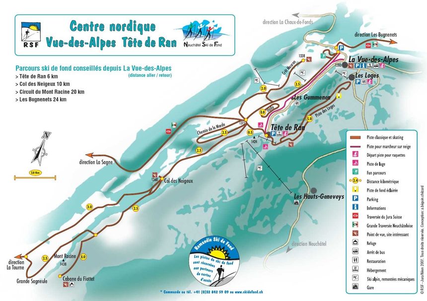 Trail Map La Vue des Alpes Tete de Ran