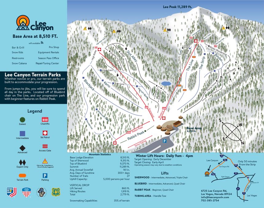 Trail Map Lee Canyon Ski Resort