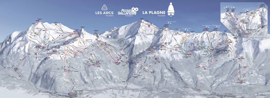 Trail Map Paradiski (Les Arcs – Peisey Vallendry – La Plagne)