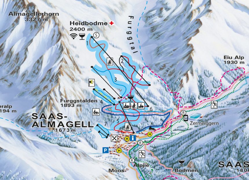 Trail Map Saas Almagell