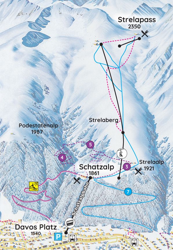 Trail Map Schatzalp Strela Davos