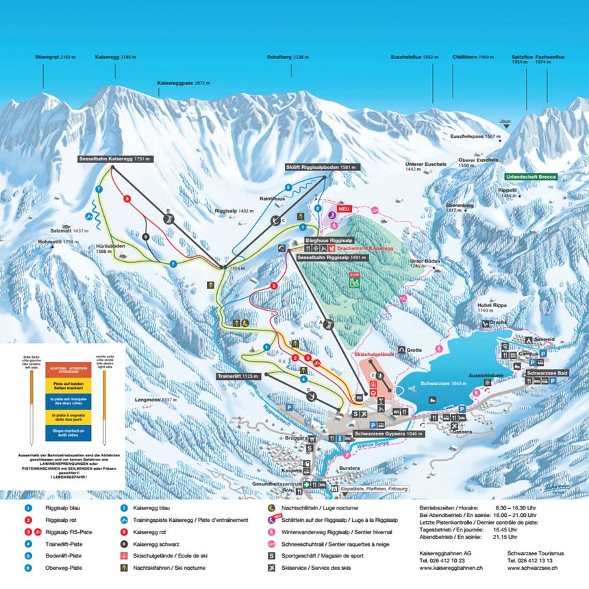 Trail Map Schwarzsee Riggisalp Kaiseregg