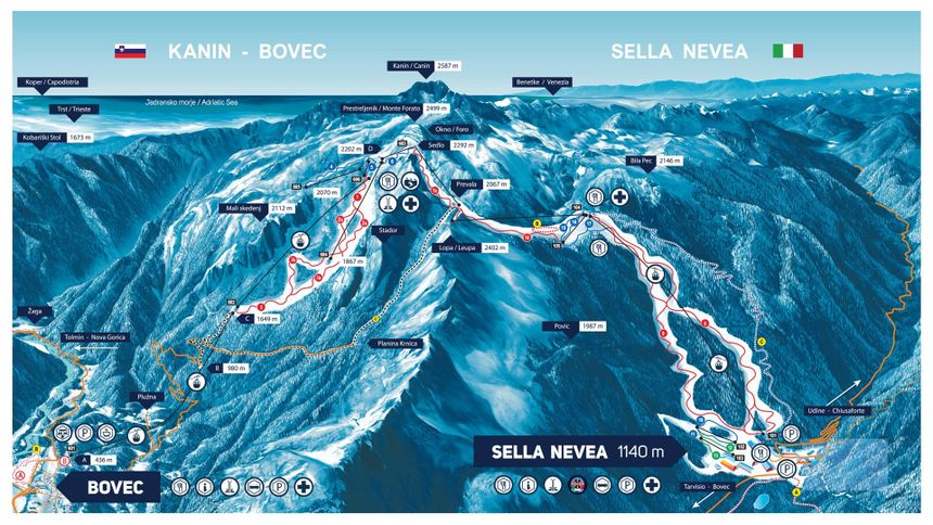 Trail Map Sella Nevea - Bovec Kanin