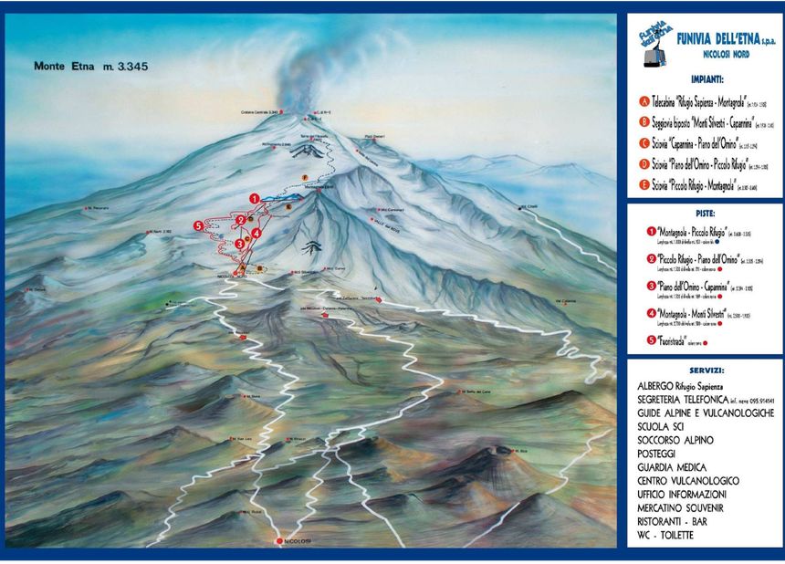 Trail Map Ski Resort Etna South - Nicolosi