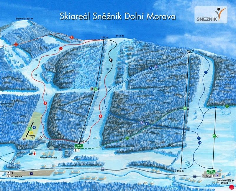 Trail Map Ski Sneznik Dolni Morava