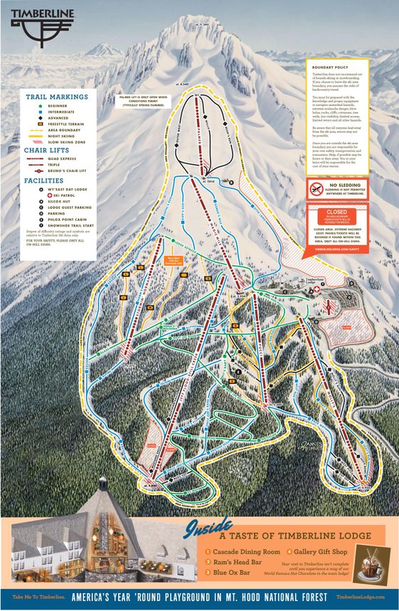 Trail Map Timberline Lodge Ski Area