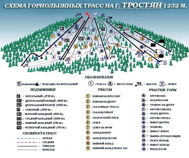 Trail Map Trostyan Mountain