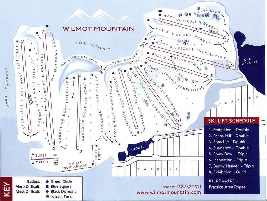 Trail Map Wilmot Mountain