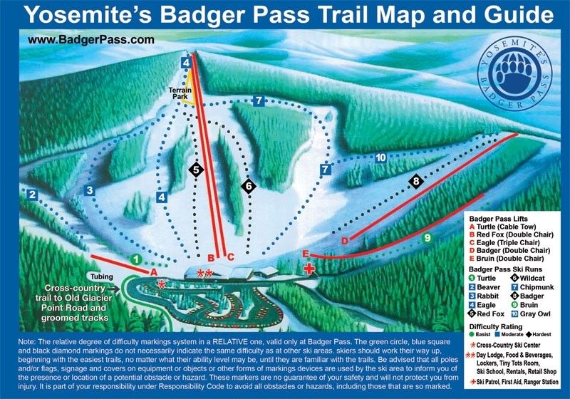 Trail Map Yosemites Badger Pass