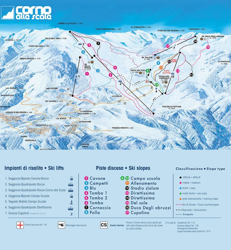 Pistenplan Corno alle Scale - Lizzano in Belvedere