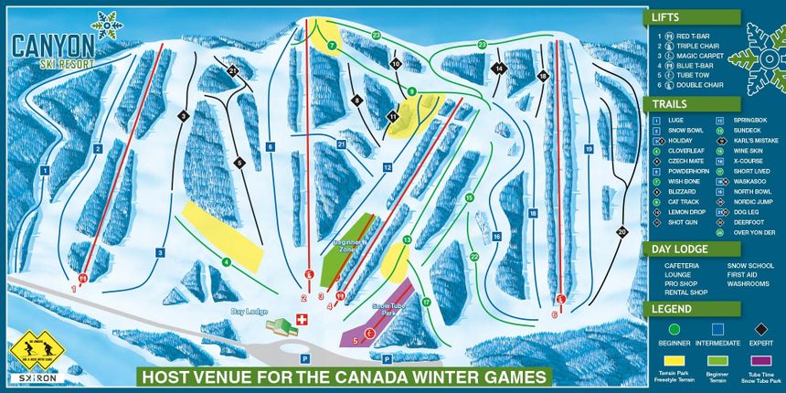Pistenplan Canyon Ski Resort Red Deer