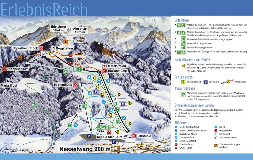 Pistenplan Alpspitzbahn Nesselwang