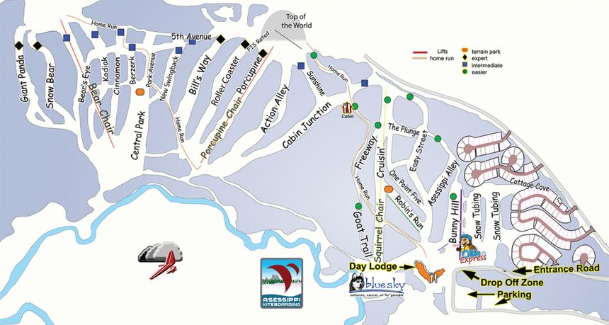 Pistenplan Asessippi Ski Area & Resort