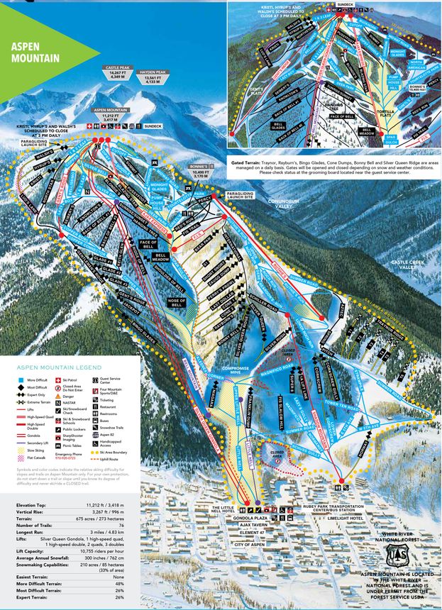 Pistenplan Aspen Mountain