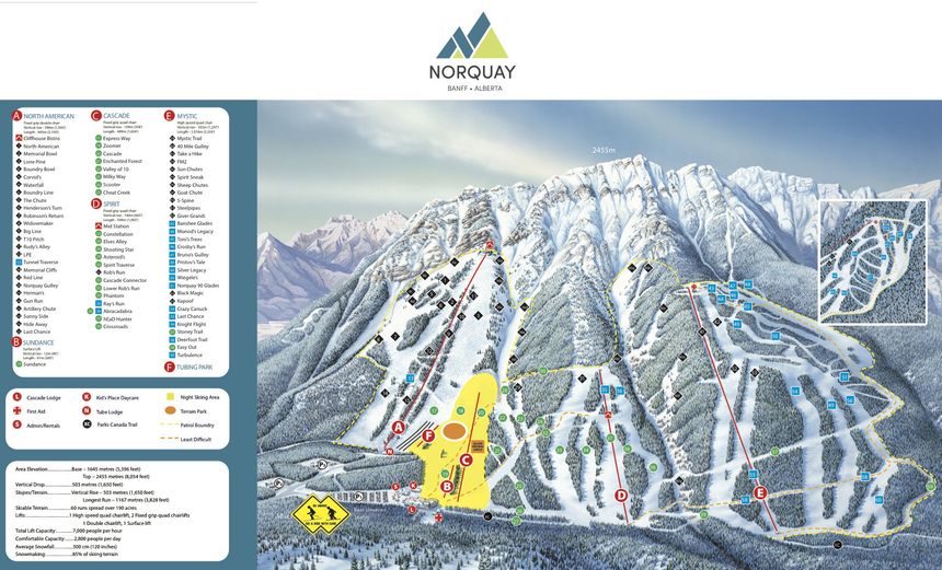 Pistenplan Banff Mount Norquay