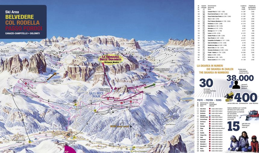 Pistenplan Belvedere - Col Rodella - Passo Pordoi