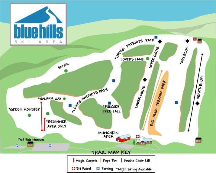 Pistenplan Blue Hills Ski Area