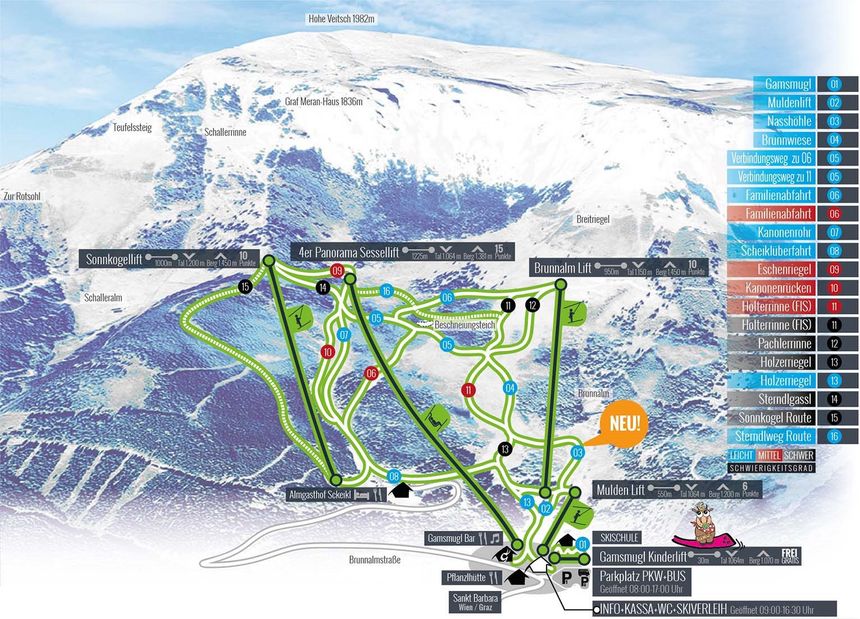 Pistenplan Brunnalm Hohe Veitsch