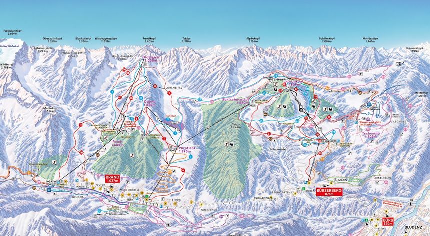 Pistenplan Bergbahnen Brandnertal