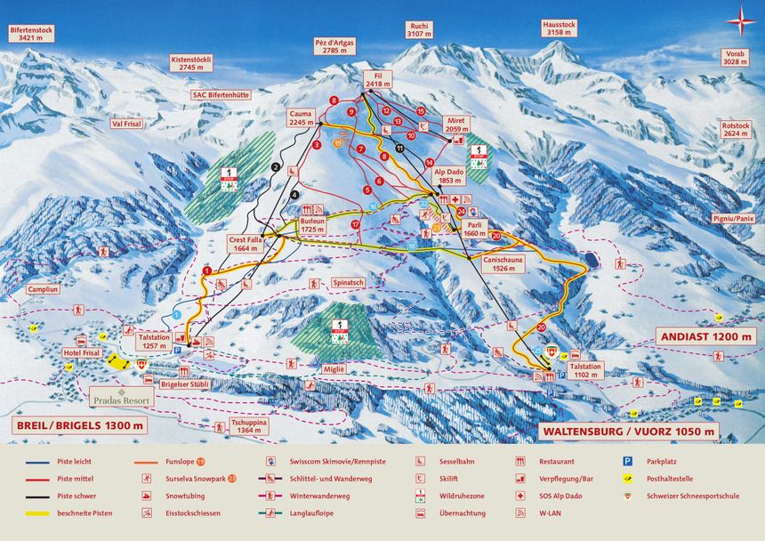 Pistenplan Brigels Waltensburg Andiast