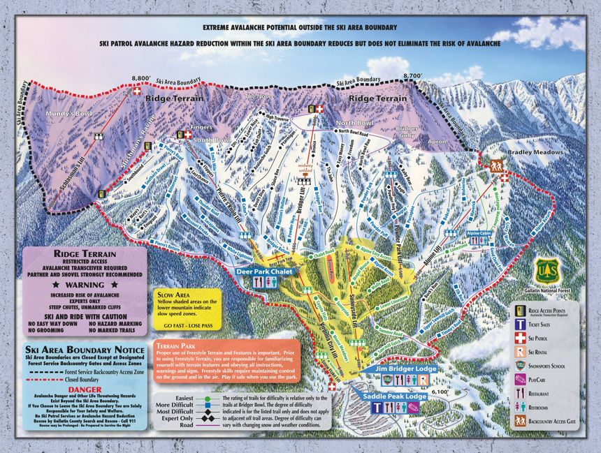 Pistenplan Bridger Bowl Ski Area