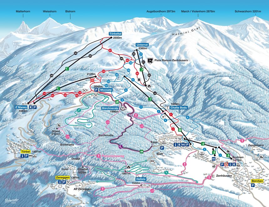 Pistenplan Moosalpregion - Bürchen/Törbel