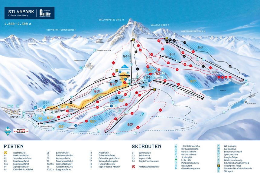 Pistenplan Galtür – Silvapark