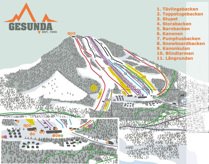 Pistenplan Gesundaberget - Royal Park Mountain Resort