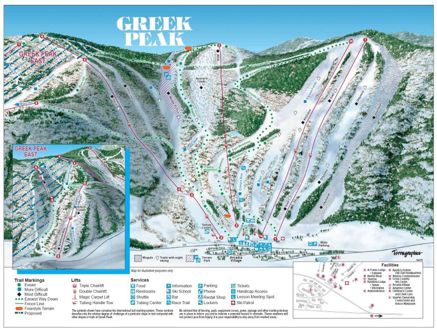 Pistenplan Greek Peak Ski Resort