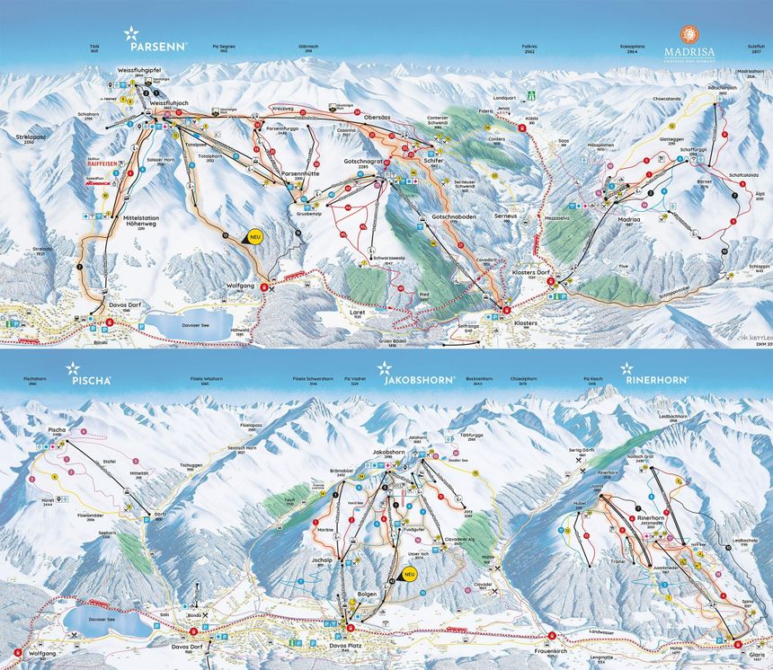 Pistenplan Davos Klosters Mountains