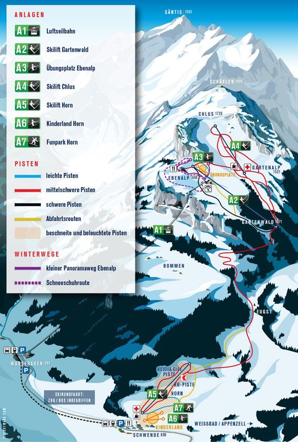 Pistenplan Ebenalp - Schwende
